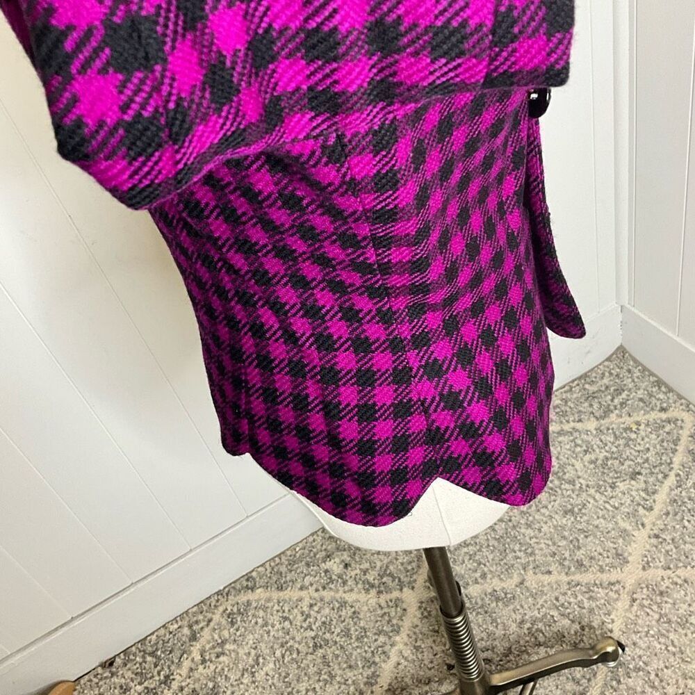 Vintage Albert Nipon Suits Women's 6 Black Pink 100% Wool Peacoat Suit Jacket - Picture 6 of 13